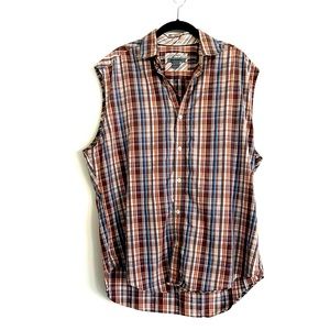 Johnston & Murphy Plaid Shirt Men's Size Large Sleeveless